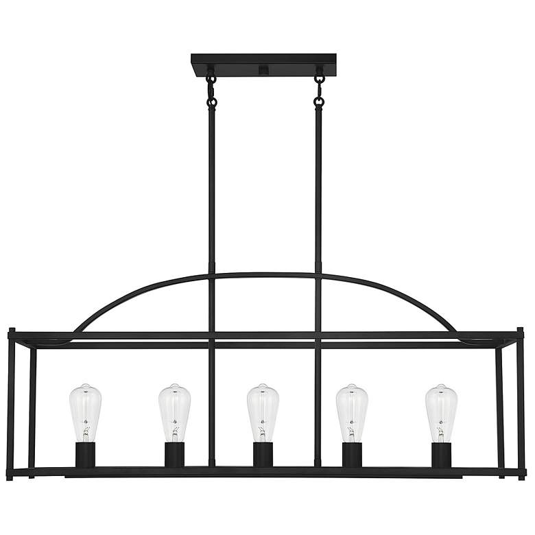 Image 3 Savoy House Iris 31.5" Wide Matte Black with Warm Brass 6-Light Chande more views