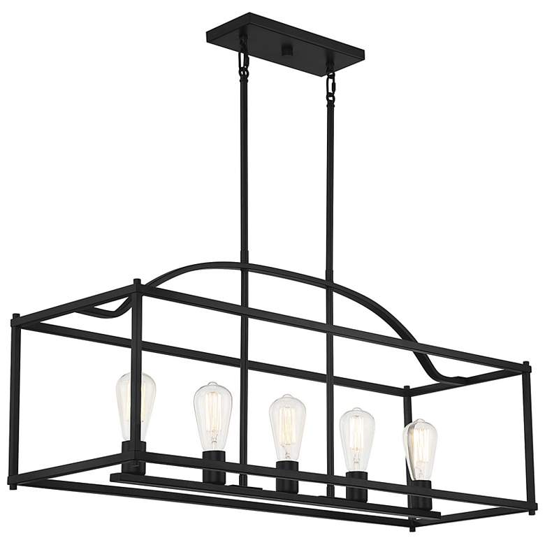 Image 5 Savoy House Iris 31.5" Wide Matte Black with Warm Brass 6-Light Chande more views
