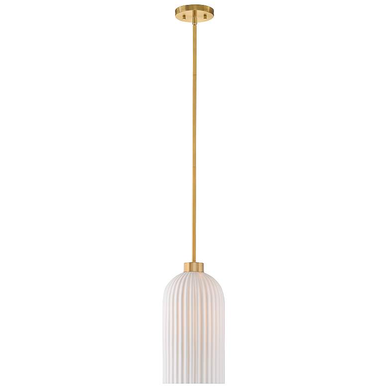 Image 1 Savoy House Isla Blanca 8" Wide Warm Brass Mini Pendant