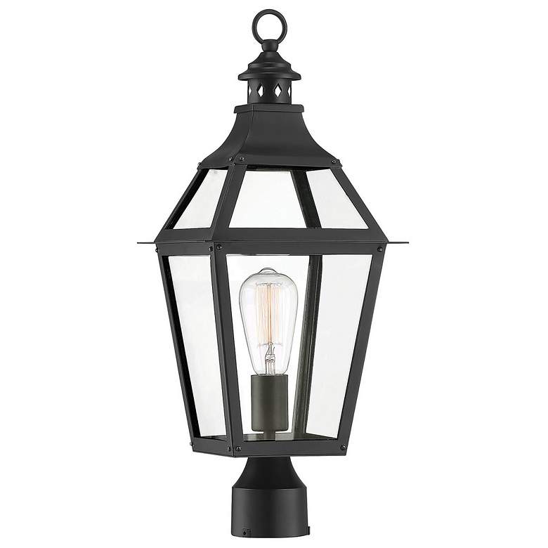 Image 1 Savoy House Jackson 9" Wide Black with Gold Highlights Outdoor Post La