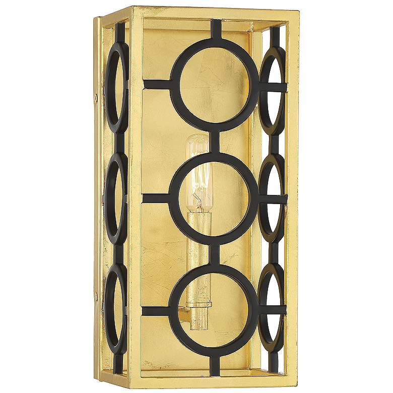 Image 1 Savoy House Kirsch 13" High Matte Black with True Gold 1-Light Wall Sc