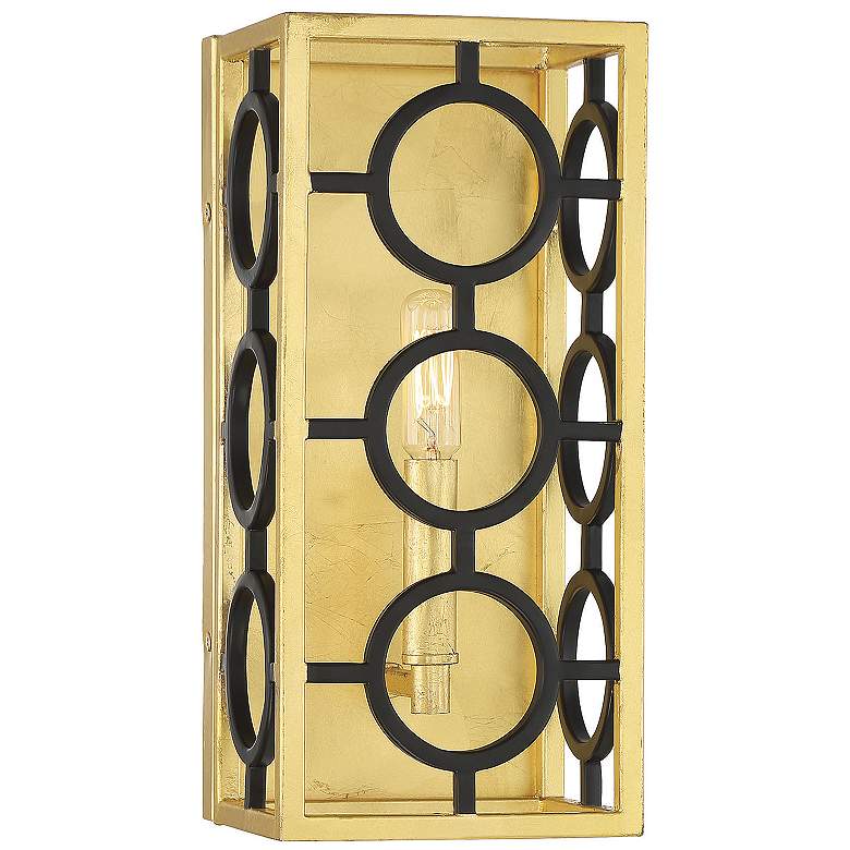 Image 1 Savoy House Kirsch 13 inch High Matte Black with True Gold 1-Light Wall Sc