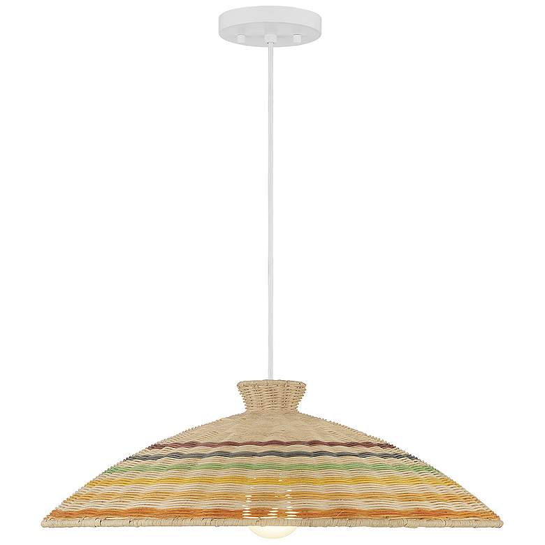 Image 1 Savoy House Kristen 22"W Matte White Rattan Pendant Light
