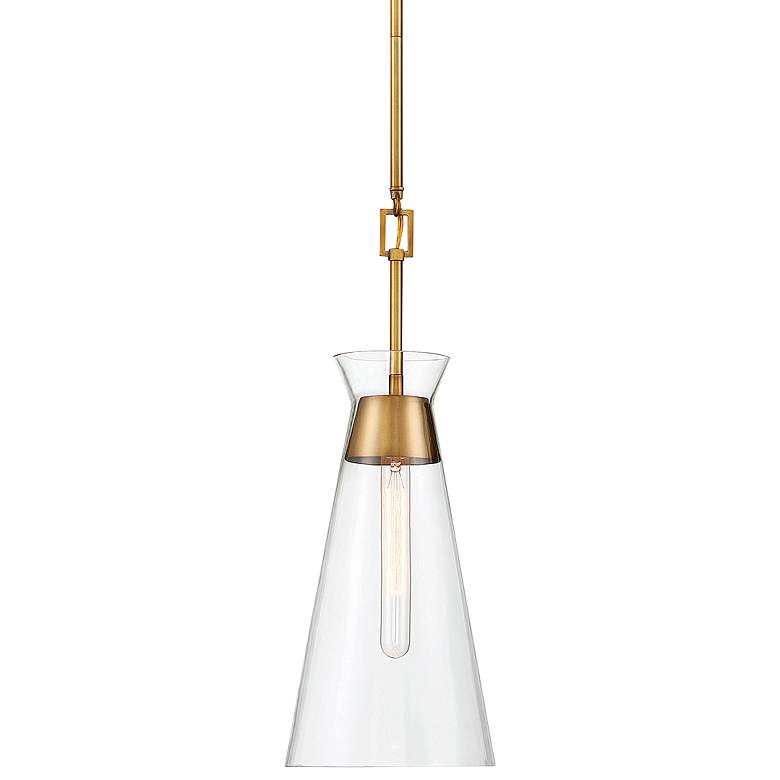 Image 1 Savoy House Lakewood 8" Wide Warm Brass Cone Mini Pendant