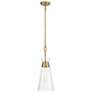1_Savoy House Lakewood 8" Wide Warm Brass Cone Mini Pendant
