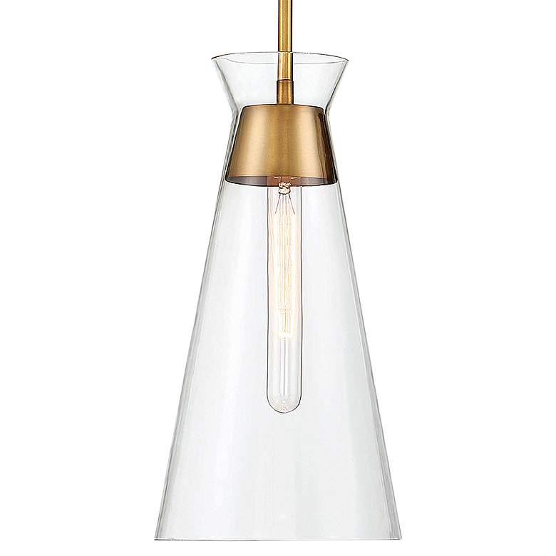Image 2 Savoy House Lakewood 8" Wide Warm Brass Cone Mini Pendant more views