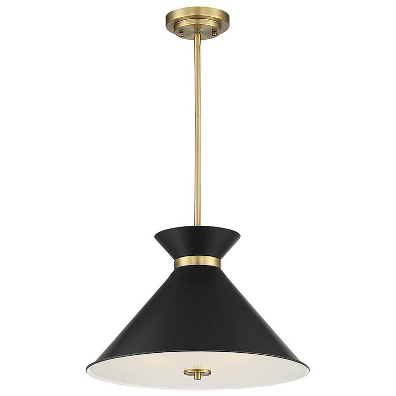 Image 1 Savoy House Lamar 18 inch Wide Black with Warm Brass Accents 3-Light Penda