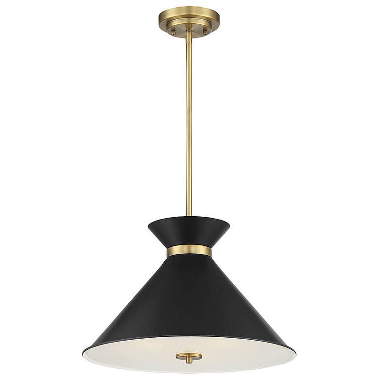 Image 1 Savoy House Lamar 18"W Warm Brass and Black Pendant Light