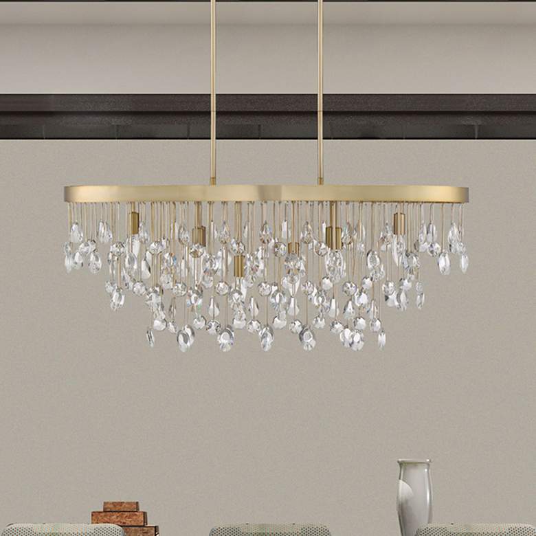 Image 1 Savoy House Livorno 36" Noble Brass and Crystal 8-Light Chandelier