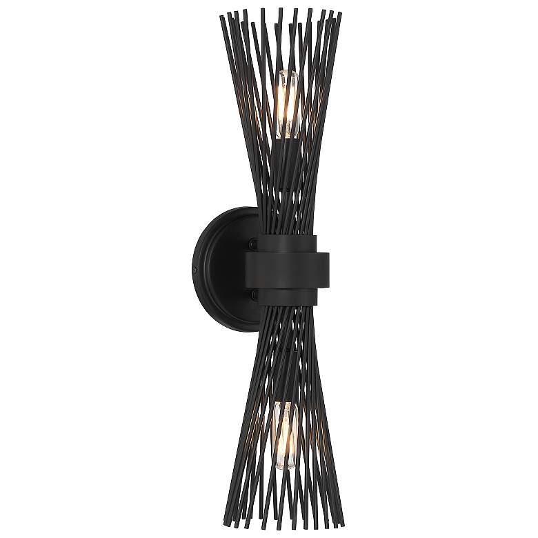 Image 1 Savoy House Longfellow 20"H Matte Black 2-Light Wall Sconce