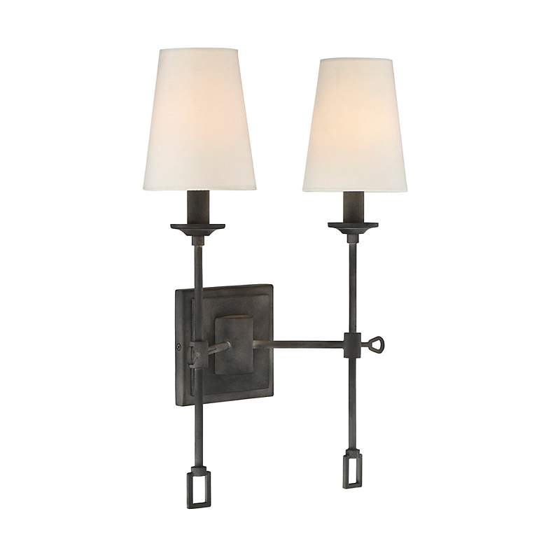 Image 2 Savoy House Lorainne 17 1/2" High Black 2-Light Wall Sconce more views