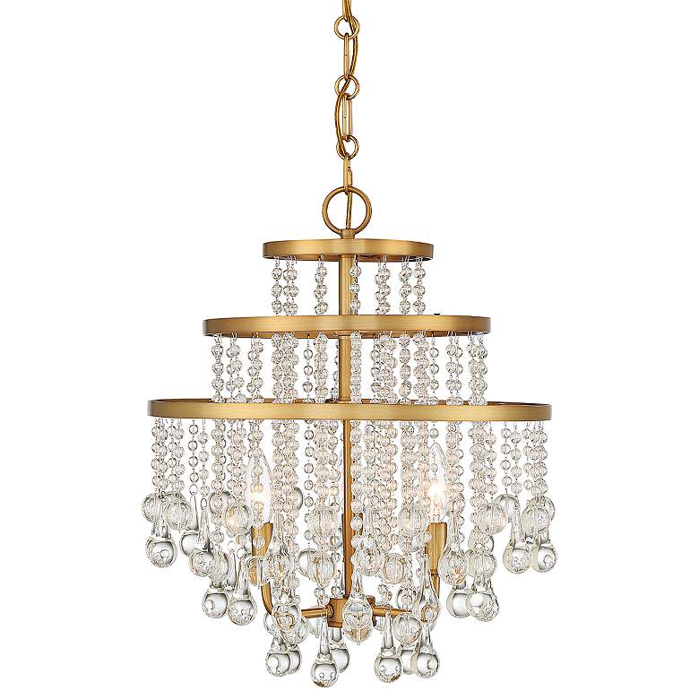Image 1 Savoy House Luna 16"W Warm Brass 3-Light 3-Tier Chandelier