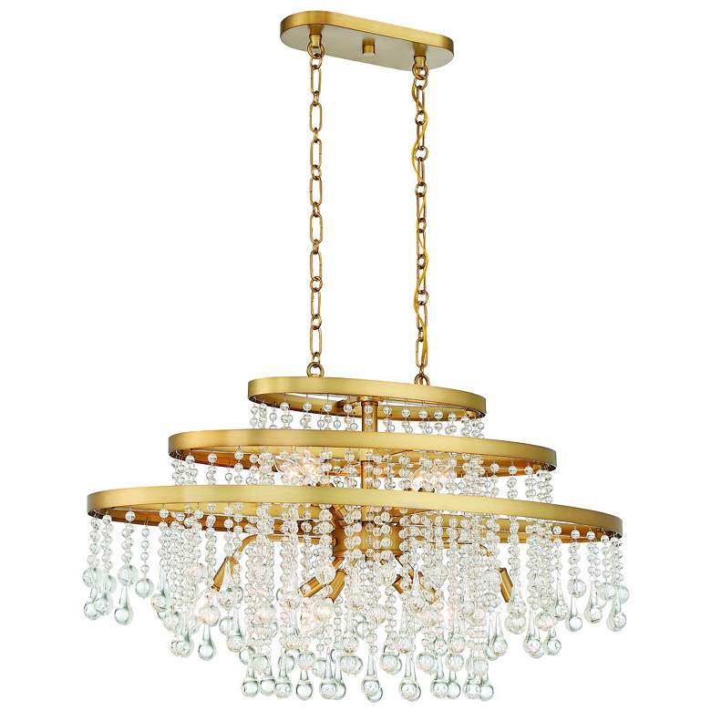 Image 1 Savoy House Luna 17" Wide Warm Brass 10-Light Linear Chandelier
