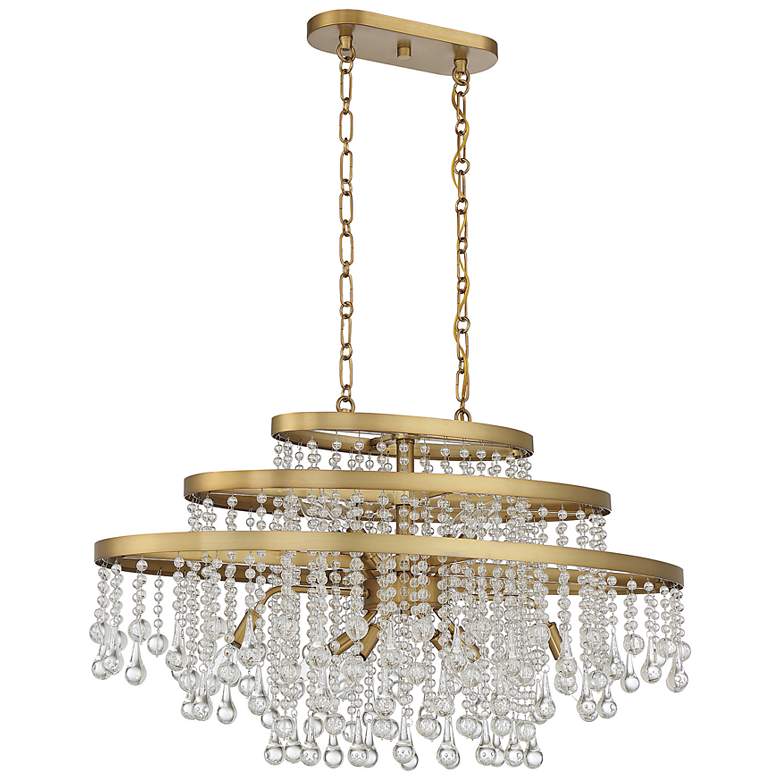 Image 2 Savoy House Luna 17" Wide Warm Brass 10-Light Linear Chandelier more views