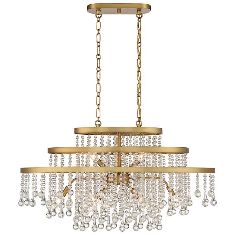 Image 3 Savoy House Luna 17" Wide Warm Brass 10-Light Linear Chandelier more views