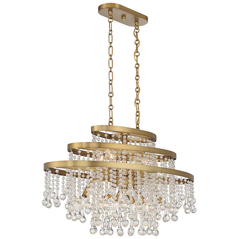 Image 4 Savoy House Luna 17" Wide Warm Brass 10-Light Linear Chandelier more views