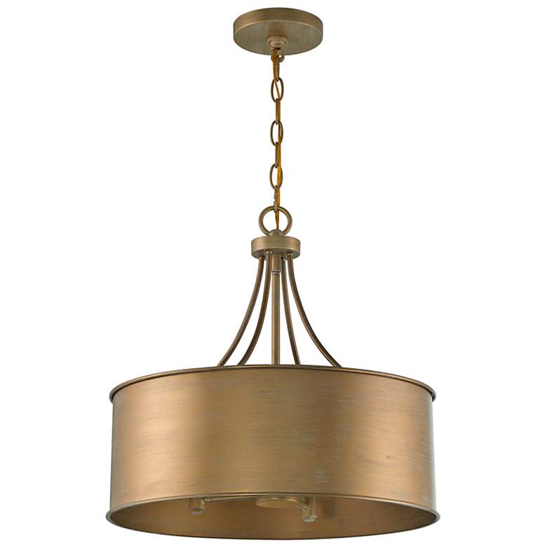 Image 4 Savoy House Lyman 18" Wide Brushed Gold Drum Pendant Light more views