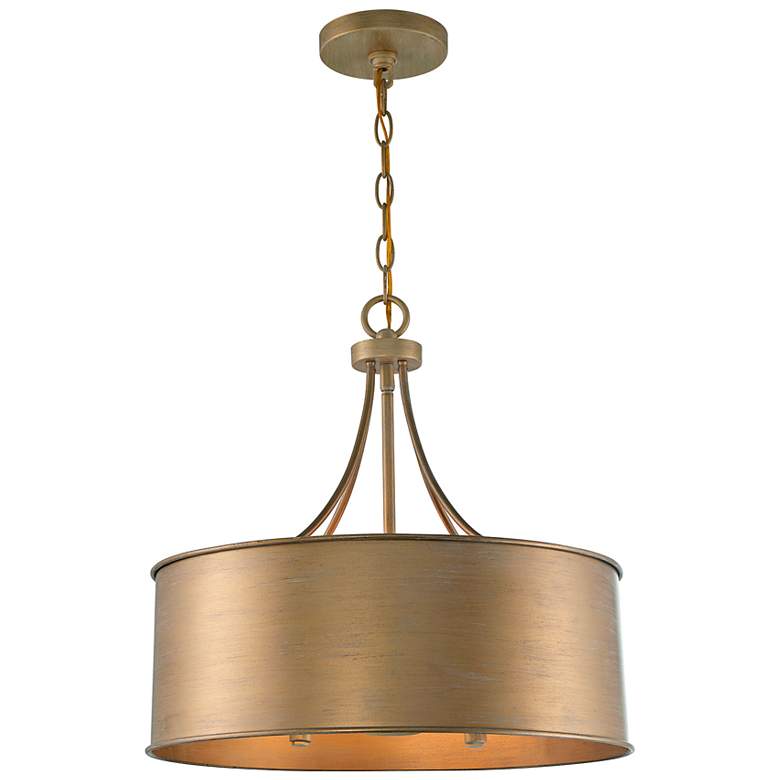 Image 7 Savoy House Lyman 18" Wide Brushed Gold Drum Pendant Light more views