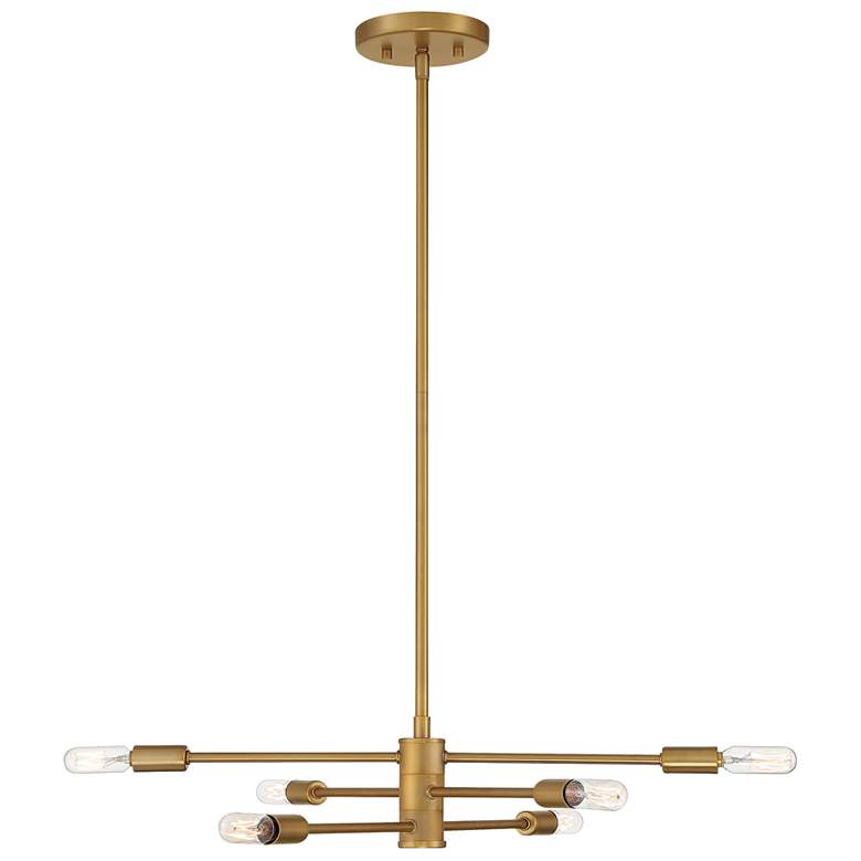 Image 1 Savoy House Lyrique 21.75" Wide Warm Brass 6-Light Chandelier