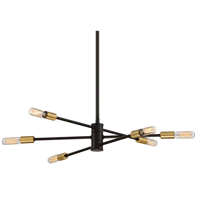 Image 2 Savoy House Lyrique 21 3/4 inch Wide Bronze 6-Light Modern Chandelier