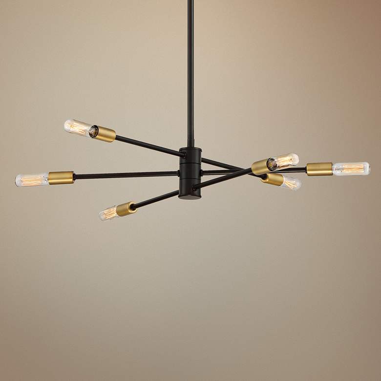 Image 1 Savoy House Lyrique 21 3/4 inch Wide Bronze 6-Light Modern Chandelier