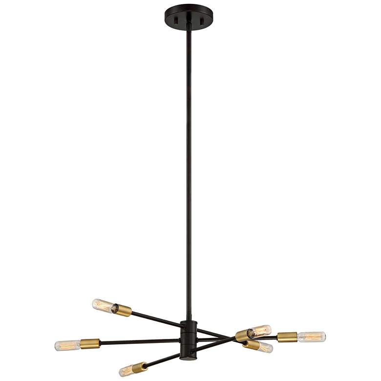 Image 3 Savoy House Lyrique 21 3/4 inch Wide Bronze 6-Light Modern Chandelier more views