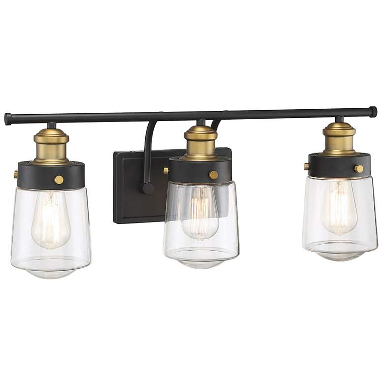 Image 3 Savoy House Macauley 24" Wide Vintage Black with Warm Brass Bath Light more views