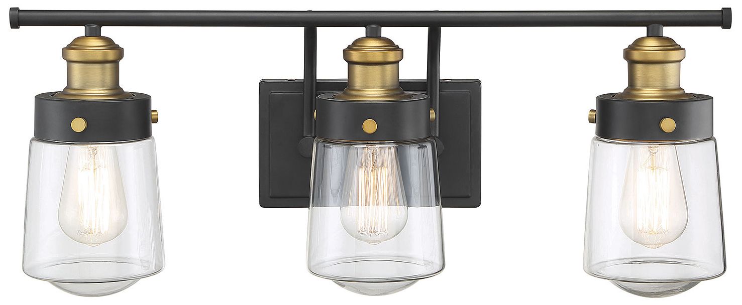 Savoy House Macauley 24"W Black and Brass 3-Light Bath Light