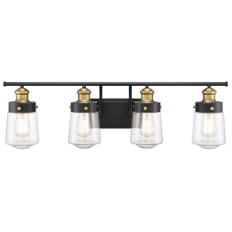 Image 1 Savoy House Macauley 32" Wide Vintage Black with Warm Brass Bath Light