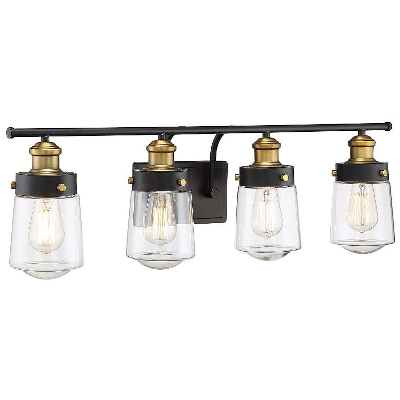 Image 3 Savoy House Macauley 32" Wide Vintage Black with Warm Brass Bath Light more views