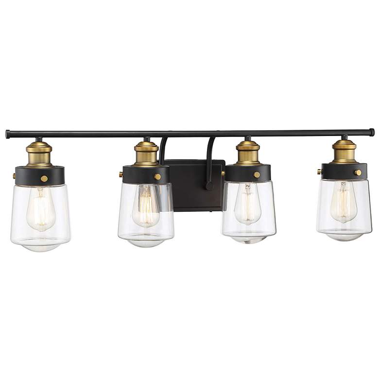 Image 7 Savoy House Macauley 32" Wide Vintage Black with Warm Brass Bath Light more views