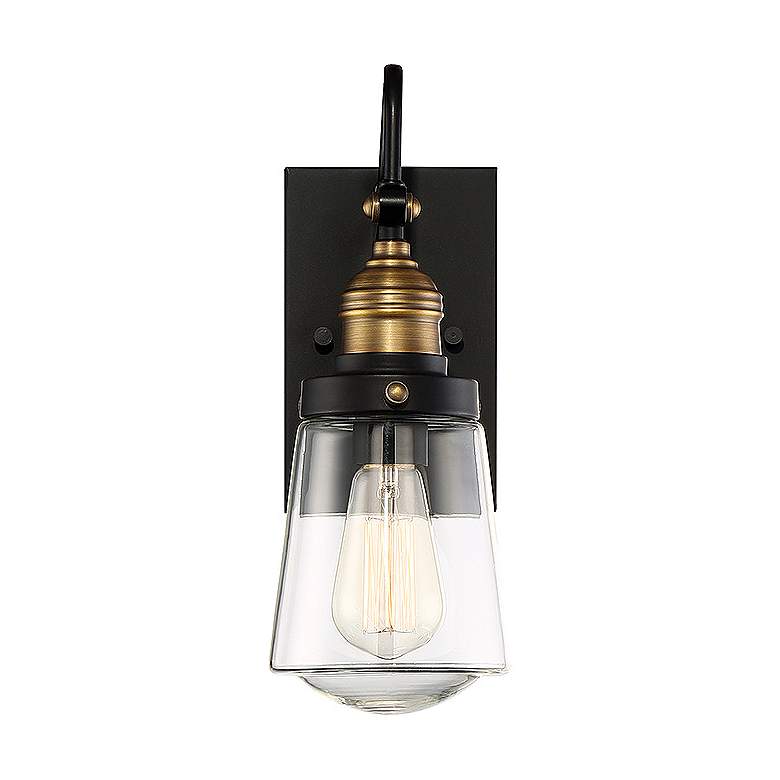 Image 1 Savoy House Macauley Vintage Black with Warm Brass Outdoor Wall Light