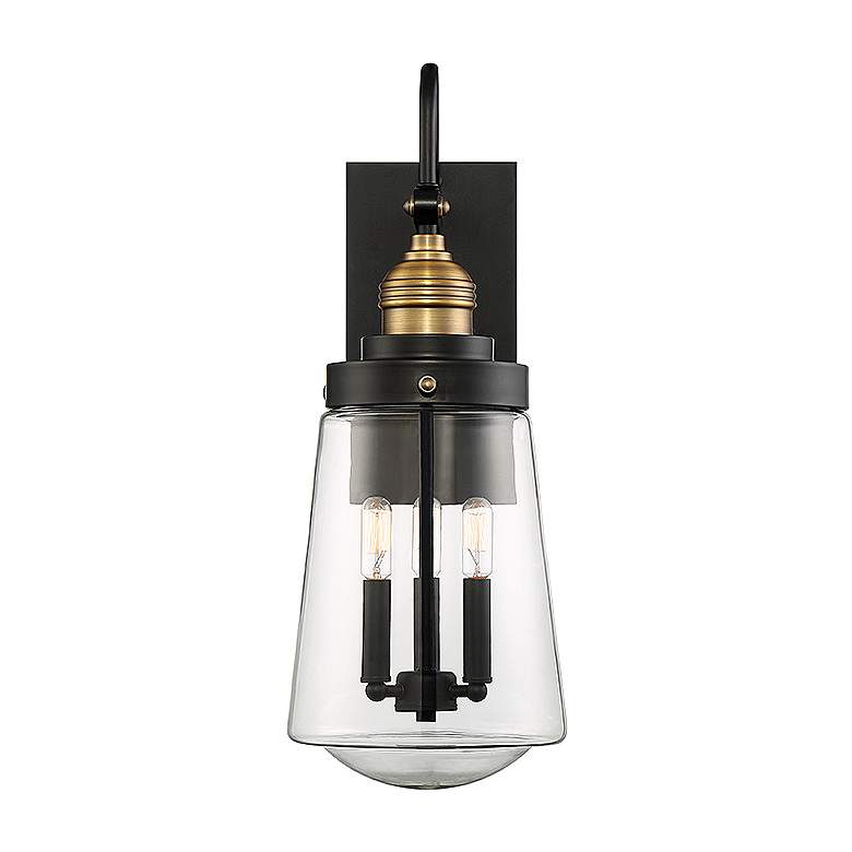 Image 1 Savoy House Macauley Vintage Black with Warm Brass Outdoor Wall Light