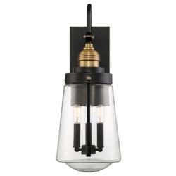 Savoy House Macauley Vintage Black with Warm Brass Outdoor Wall Light