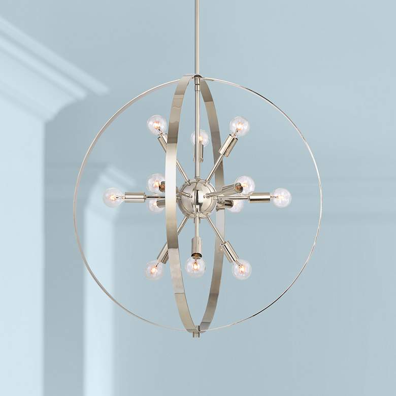 Image 1 Savoy House Marly 24 1/2 inch Wide Nickel 12-Light Chandelier