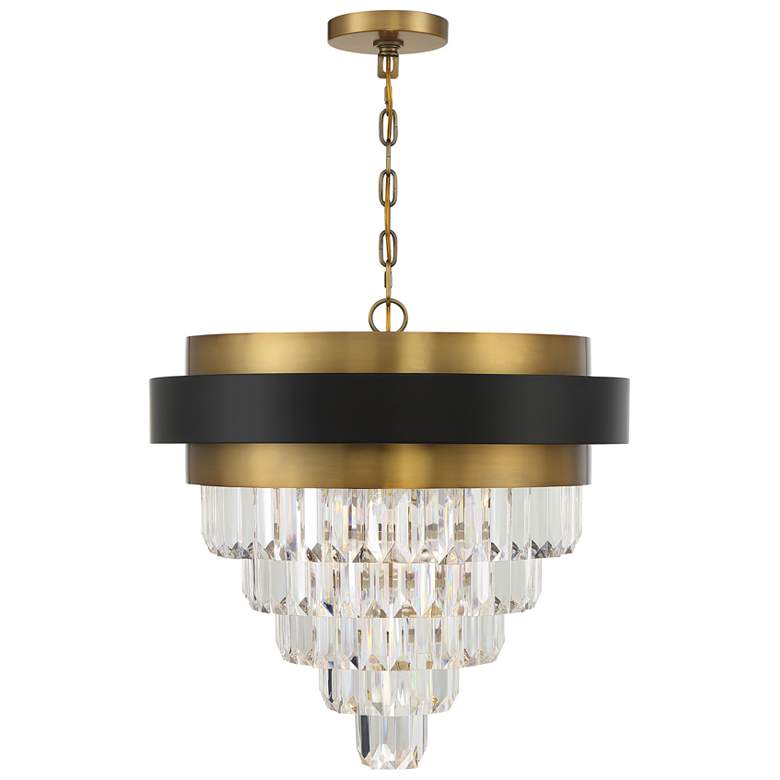 Image 1 Savoy House Marquise 24 inch Matte Black with Warm Brass Accents Chandelie