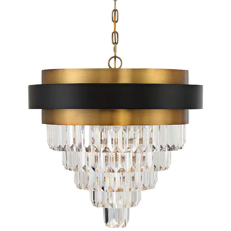 Image 1 Savoy House Marquise 24 inch Matte Black with Warm Brass Accents Chandelie