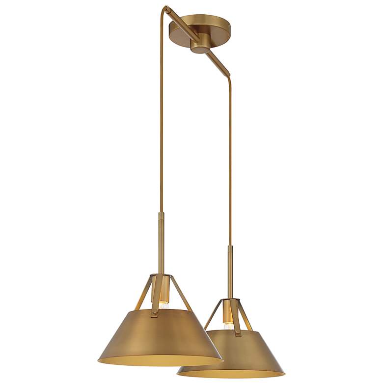 Image 6 Savoy House Meridian 10.5" Wide Natural Brass 2-Light Linear Chandelie more views