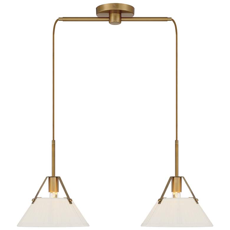 Image 1 Savoy House Meridian 10.5 inch Wide Natural Brass 2-Light Linear Chandelie