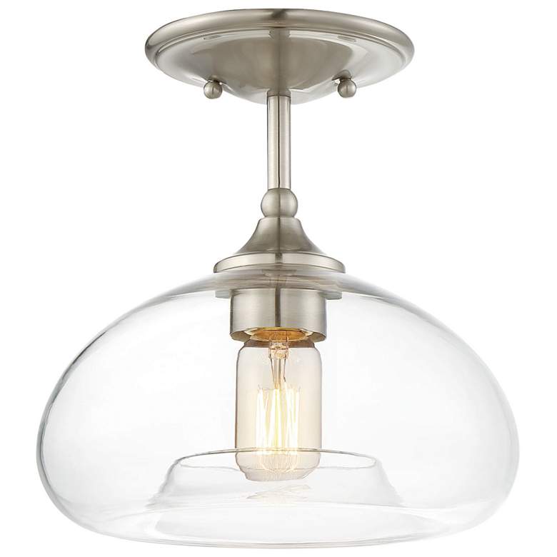 Image 1 Savoy House Meridian 10.75 inch Wide Brushed Nickel 1-Light Ceiling Light