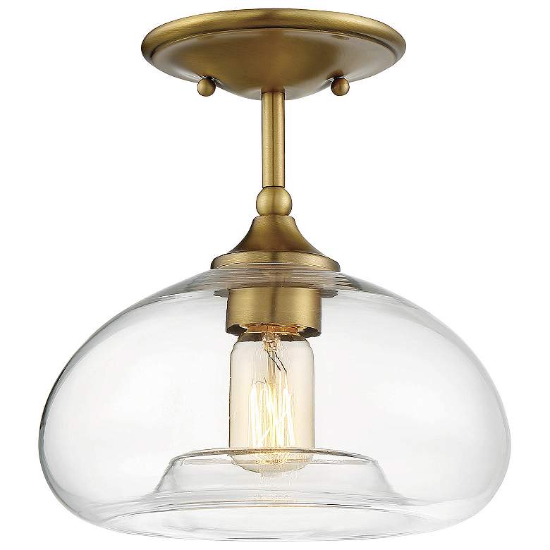 Image 1 Savoy House Meridian 10.75 inch Wide Natural Brass 1-Light Ceiling Light