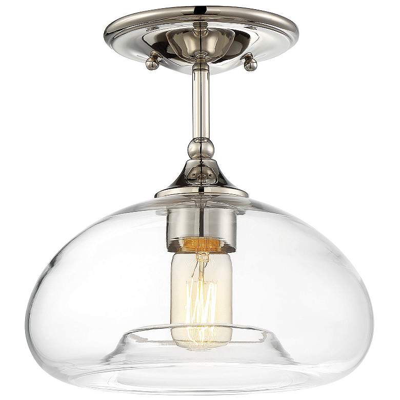 Image 1 Savoy House Meridian 10.75 inch Wide Polished Nickel 1-Light Ceiling Light