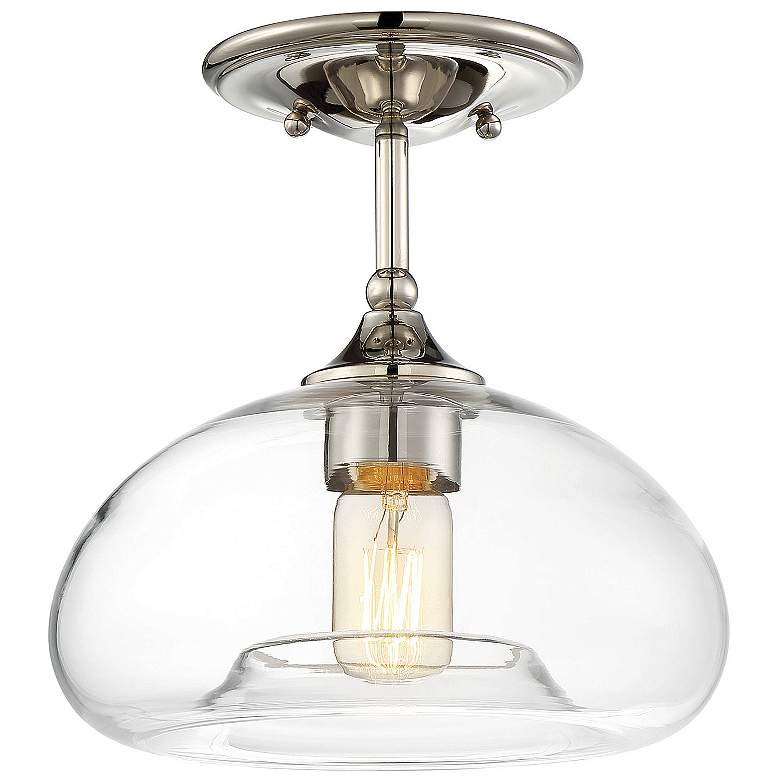 Image 1 Savoy House Meridian 10.75" Wide Polished Nickel 1-Light Ceiling Light