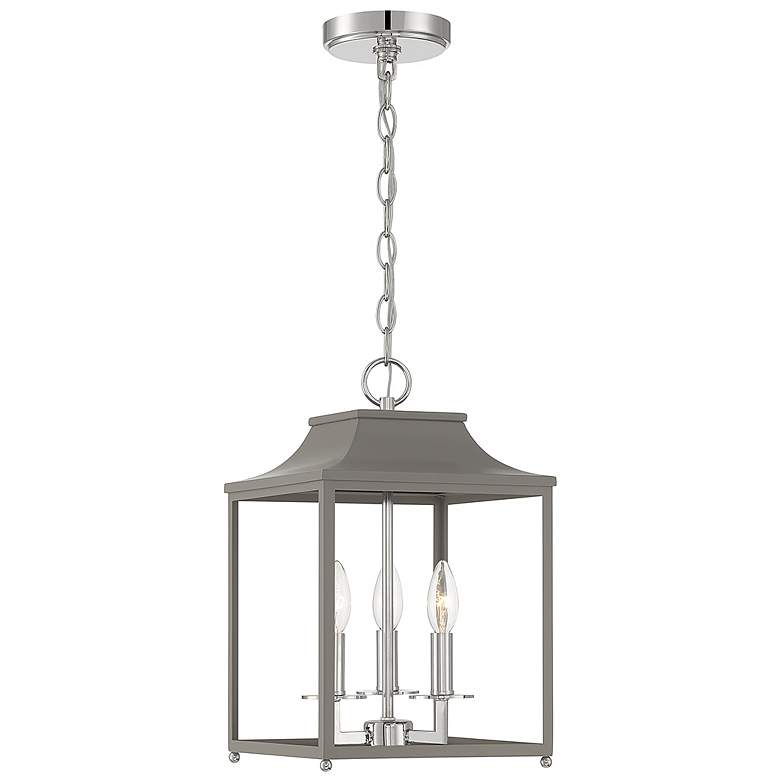Image 1 Savoy House Meridian 10 inch Wide Gray with Polished Nickel 3-Light Pendan