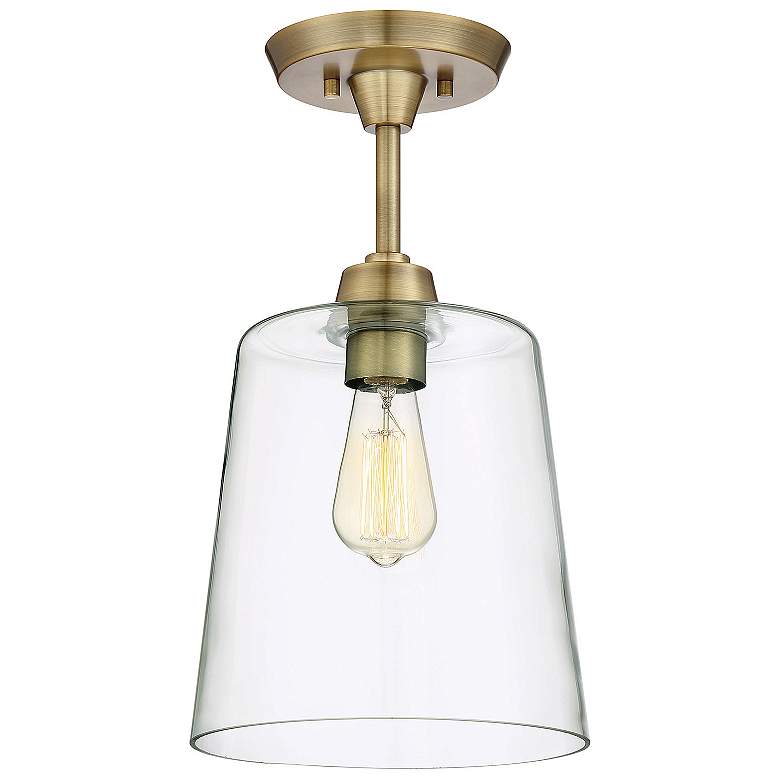 Image 1 Savoy House Meridian 10" Wide Natural Brass 1-Light Ceiling Light