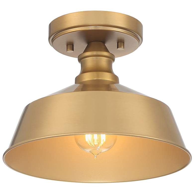 Image 1 Savoy House Meridian 10" Wide Natural Brass 1-Light Ceiling Light
