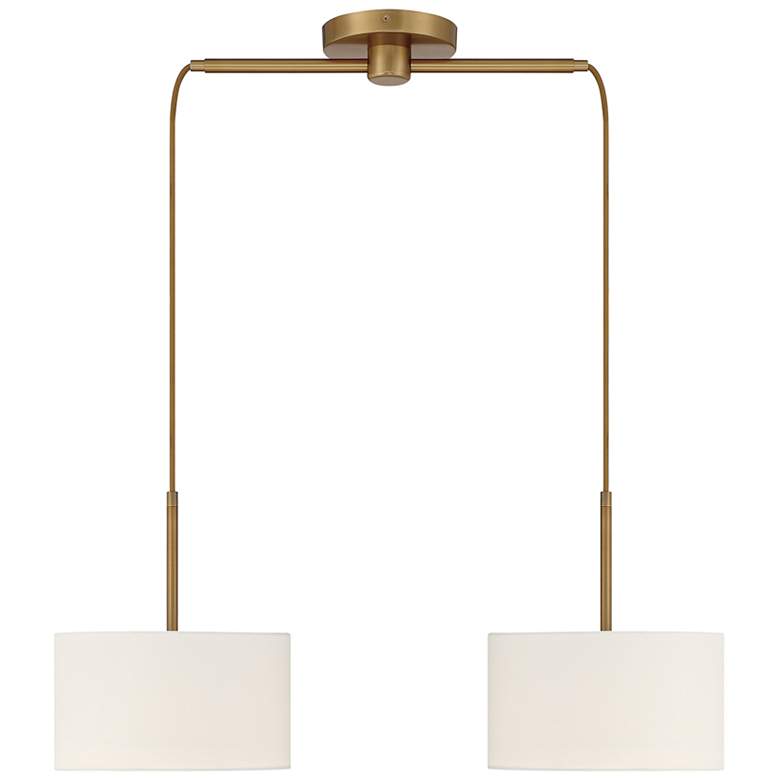 Image 1 Savoy House Meridian 10 inch Wide Natural Brass 2-Light Linear Chandelier