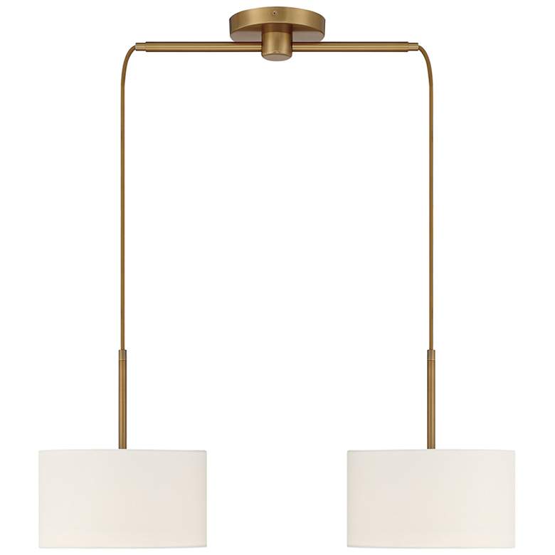 Image 1 Savoy House Meridian 10" Wide Natural Brass 2-Light Linear Chandelier