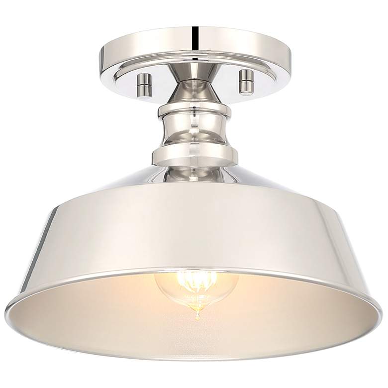 Image 1 Savoy House Meridian 10 inch Wide Polished Nickel 1-Light Ceiling Light