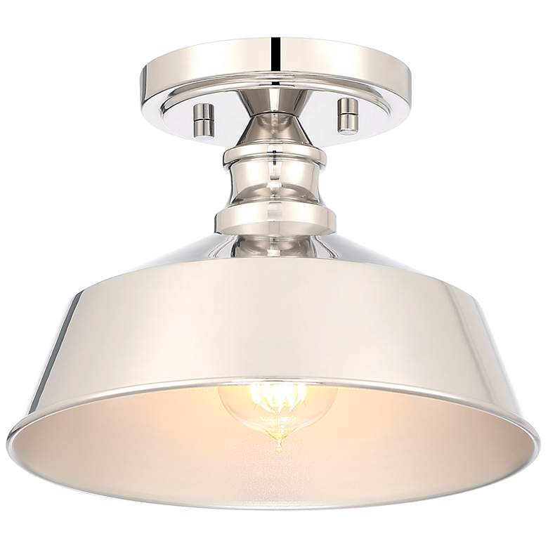Image 1 Savoy House Meridian 10" Wide Polished Nickel 1-Light Ceiling Light